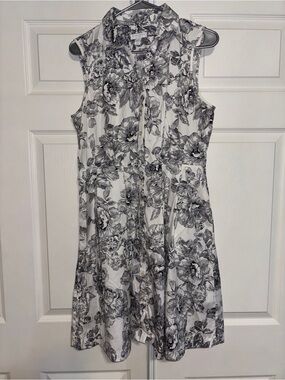 Charter Club Black & White Floral Sleeveless Dress